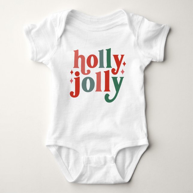 Holly Jolly - Retro Holiday Typografie Baby Strampler (Vorderseite)
