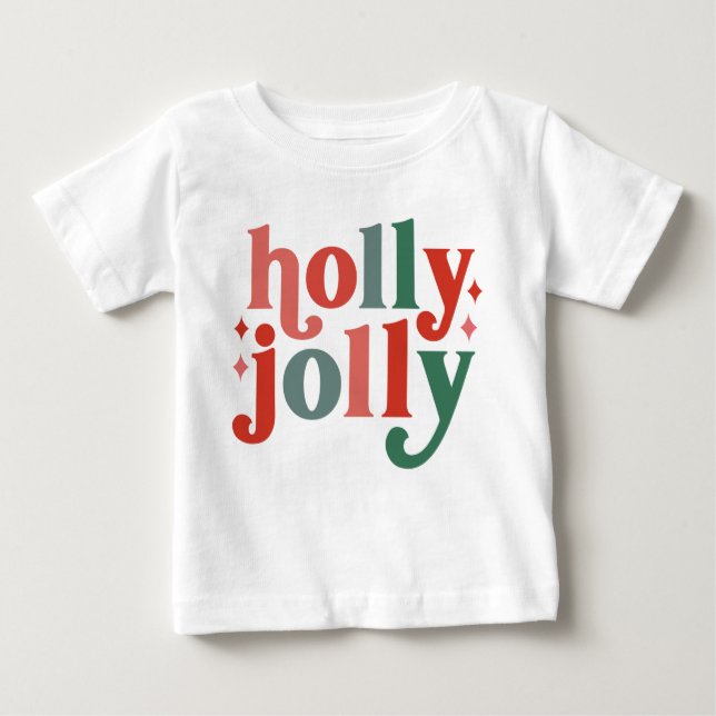 Holly Jolly - Retro Holiday Typografie Baby T-shirt (Vorderseite)