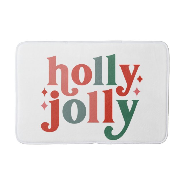 Holly Jolly - Retro Holiday Typografie Badematte (Vorderseite)