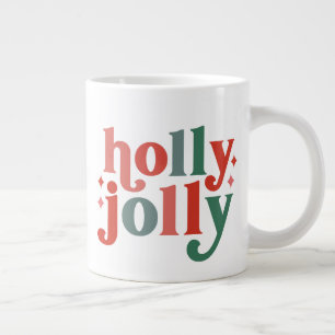Holly Jolly - Retro Holiday Typografie Jumbo-Tasse