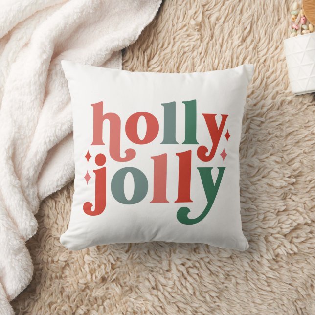 Holly Jolly - Retro Holiday Typografie Kissen (Decke)