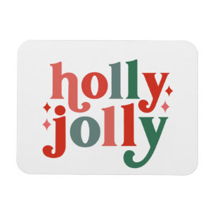 Holly Jolly - Retro Holiday Typografie Magnet
