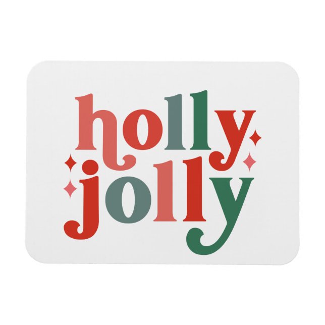 Holly Jolly - Retro Holiday Typografie Magnet (Horizontal)