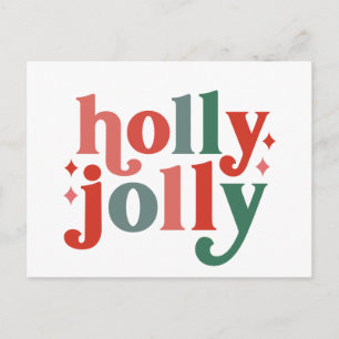 Holly Jolly - Retro Holiday Typografie Postkarte