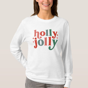 Holly Jolly - Retro Holiday Typografie T-Shirt