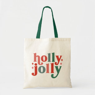 Holly Jolly - Retro Holiday Typografie Tragetasche