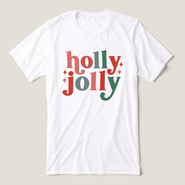 Holly Jolly - Retro Holiday Typografie Tri-Blend Shirt (Design Vorderseite)