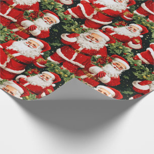Holly Jolly Retro Santas Wrapping Paper Geschenkpapier