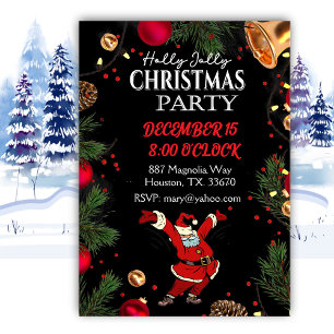 Holly Jolly Santa Christmas Party Einladung