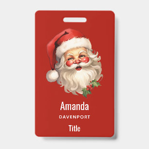 Holly Jolly Santa Claus Retro Ausweis