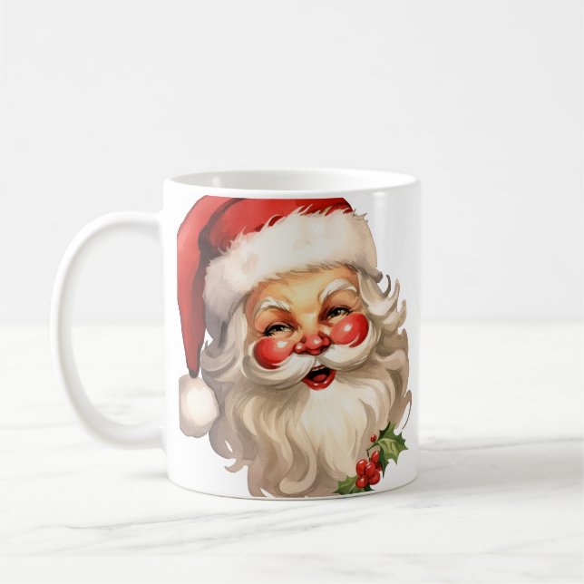 Holly Jolly Santa Claus Retro Kaffeetasse (Links)