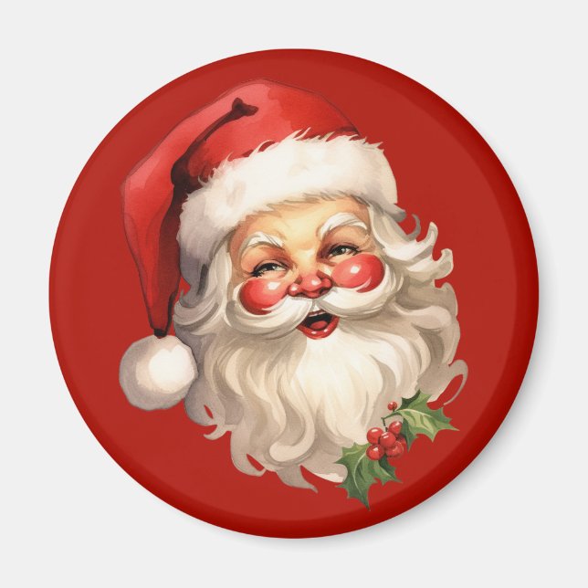 Holly Jolly Santa Claus Retro Magnet (Vorne)