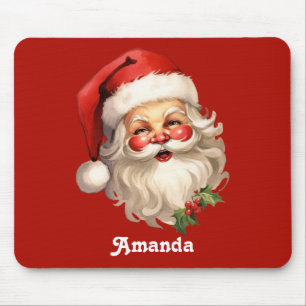 Holly Jolly Santa Claus Retro Mousepad