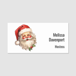 Holly Jolly Santa Claus Retro Namensschild