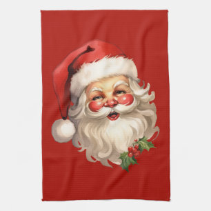 Holly Jolly Santa Claus Retro Weihnachten Geschirrtuch