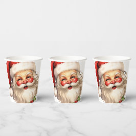 Holly Jolly Santa Claus Retro Weihnachten Pappbecher