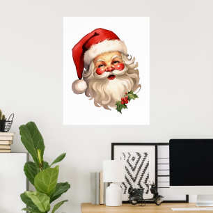 Holly Jolly Santa Claus Retro Weihnachten Poster