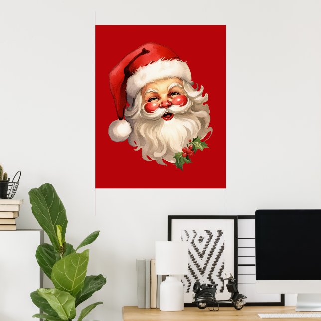 Holly Jolly Santa Claus Retro Weihnachten Poster (Heimbüro)