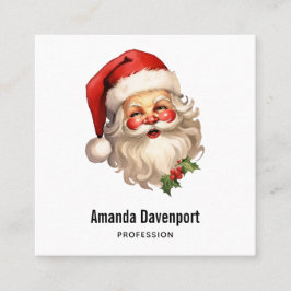 Holly Jolly Santa Claus Retro Weihnachten Quadratische Visitenkarte