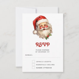 Holly Jolly Santa Claus Retro Weihnachten RSVP Karte