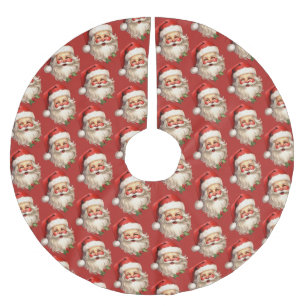 Holly Jolly Santa Claus Retro Weihnachtsmuster Polyester Weihnachtsbaumdecke