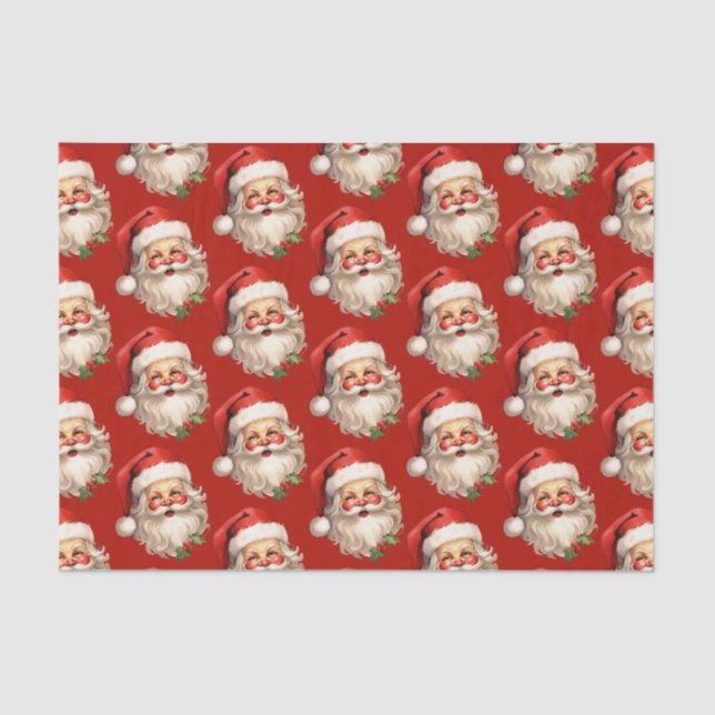 Holly Jolly Santa Claus Retro Weihnachtsmuster Seidenpapier (Vorderseite)