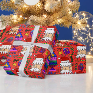 Holly Jolly Santa Wrapping Paper Geschenkpapier