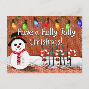 Holly Jolly Snowman Feiertagspostkarte