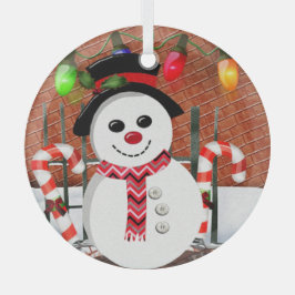 Holly Jolly Snowman Ornament Aus Glas