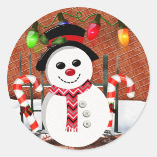 Holly Jolly Snowman Runder Aufkleber