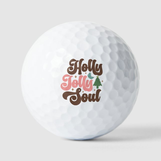 Holly Jolly Soul Retro Groovy Golfball (Vorderseite)