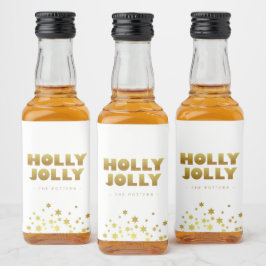 Holly Jolly | Spaß Weihnachten White & Gold Mini Alkoholflaschenetikett