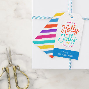 Holly Jolly Stripes Weihnachtsgeschenk-Tags Geschenkanhänger