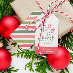 Holly Jolly Stripes Weihnachtsgeschenke Tags Geschenkanhänger