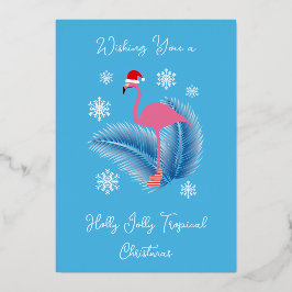 Holly Jolly Tropical Christmas Flamingo Folien Feiertagskarte