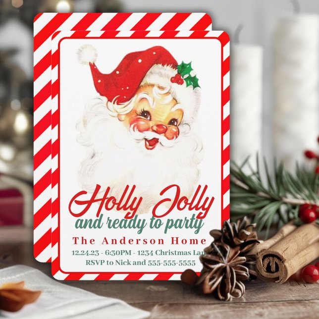 Holly Jolly und bereit zum Party Weihnachten Einladung (Holly Jolly And Ready To Party Custom Christmas Invitation)