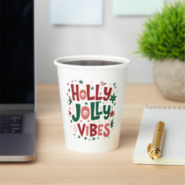 Holly Jolly Vibes Christmas Paper Cup Pappbecher