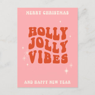 Holly Jolly Vibes - Eine fröhliche Urlaubsbotschaf Feiertagspostkarte