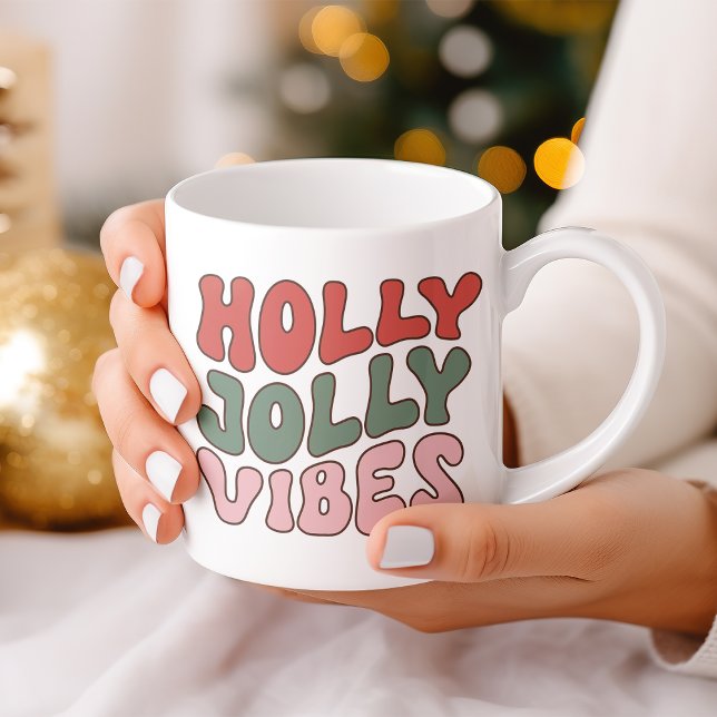 Holly Jolly Vibes Groovy Retro Weihnachten Kaffeetasse (Von Creator hochgeladen)