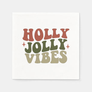 Holly Jolly Vibes Retro 1960er Weihnachtsfest Part Serviette