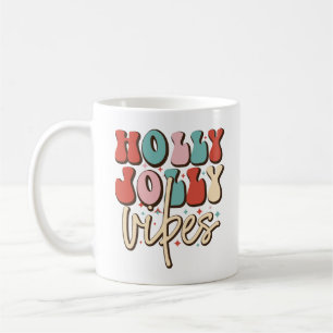 Holly Jolly Vibes Retro Groovy Weihnachtsferien Kaffeetasse