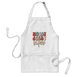 Holly Jolly Vibes Retro Groovy Weihnachtsferien Schürze