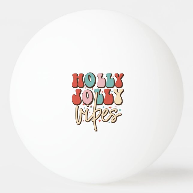 Holly Jolly Vibes Retro Groovy Weihnachtsferien Tischtennisball (Vorderseite)