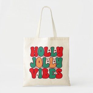 Holly Jolly Vibes Retro Groovy Weihnachtsferien Tragetasche