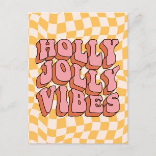 Holly Jolly Vibes - Retro Holiday Cheer Feiertagspostkarte