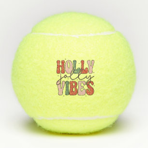 Holly Jolly Vibes Retro Weihnachtskript Tennisbälle