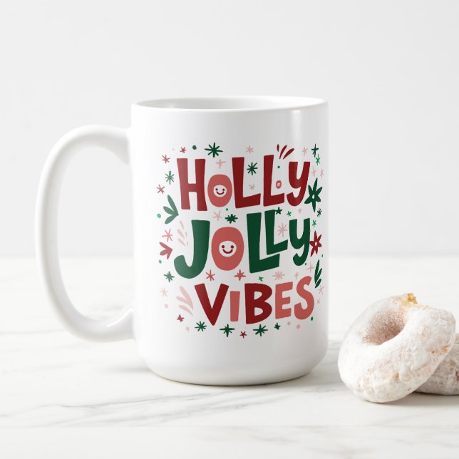 Holly Jolly Vibes Weihnachts-Tasse Kaffeetasse (Mit Donut)