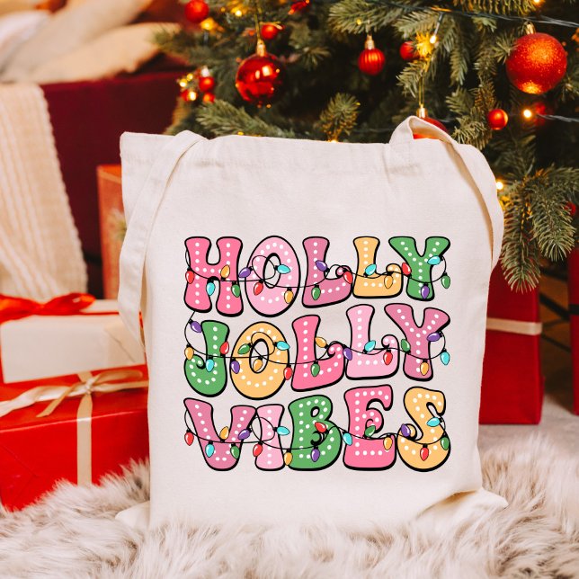 Holly Jolly Vibes Weihnachtsfest Winter Tragetasche (Von Creator hochgeladen)