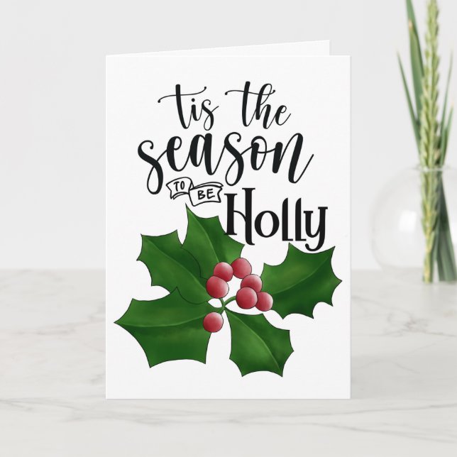 Holly Jolly Watercolor Christmas Card Karte (Vorderseite)