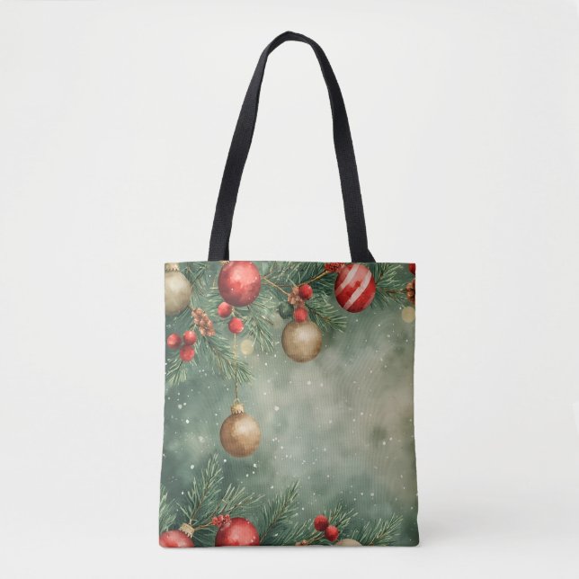 Holly Jolly Watercolor Tote Bag (Vorderseite)